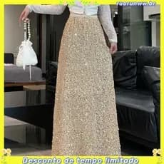 Plus size women's fat sister sequined skirt spring new Joker casual overskirt long hip skirt