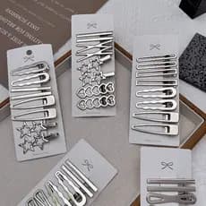 8 Pçs/Set Metal Prata Grampos De Cabelo Y2K Estilos Retro Acessórios Sem Costura Moda