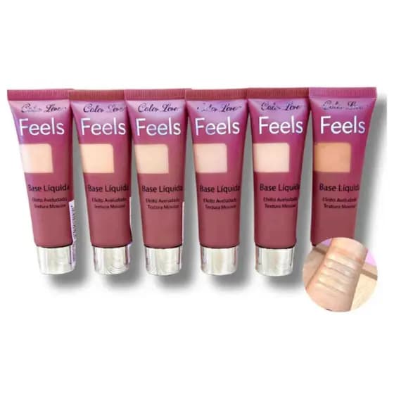 Kit 6 un Base Líquida Feels Color Love Alta Cobertura Matte