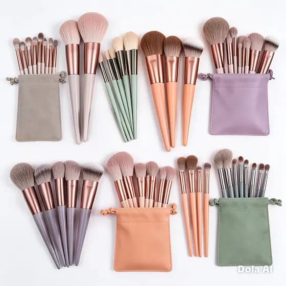 Box com 12 Kits de Pincéis de Maquiagem Cores  Sortidas