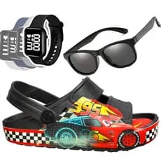 Sandália Pro Babuche Papete Chinelo Infantil Menino + Relógio + Oculos