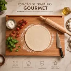 Tábua Estação Corte Gourmet 60x40 Madeira Maciça Premium