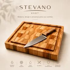 Tábua para Churrasco Invertida com Faca Kort 40X30cm Stevano