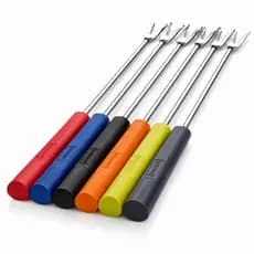 Kit 6 Garfos Para Fondue Inox 23cm Cabo Colorido Reposição Utily
