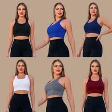 KIT 4 Top Nadador Suplex Liso Academia Fitness Treino Roupas Femininas