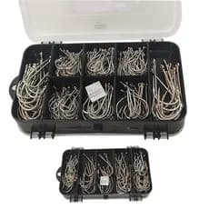 Kit Anzol de Pesca Kit 200 Marine1/0,2/0, 3/0, 4/0, 5/0, 6/0,7/0 Anzol Peixe Médio Grande Fisga Farpa