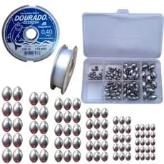 Kit Chumbada de Pesqueiro Com Estojo Organizador E Linha 0.40mm