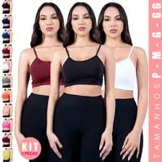 TOP ACADEMIA KIT COM 3 PEÇAS FEMININO ALÇINHA   Moda Dudis