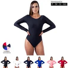 Body Feminino Suplex Liso Manga Longa Costa Aberta LLevo promo promo