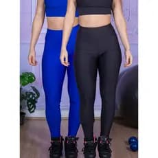 Kit 2 Calças Legging Feminina Cintura Alta 8cm Confortavel Preto Grossa Confortável promo