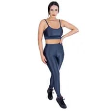 Conjunto Fitness Top Alça e Calça Cós Reto Cirre 3D Academia