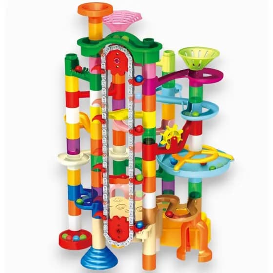 Blocos De Montar Pista Elétrica Elevador P/ Bolinhas Conjunto 182 Pcs