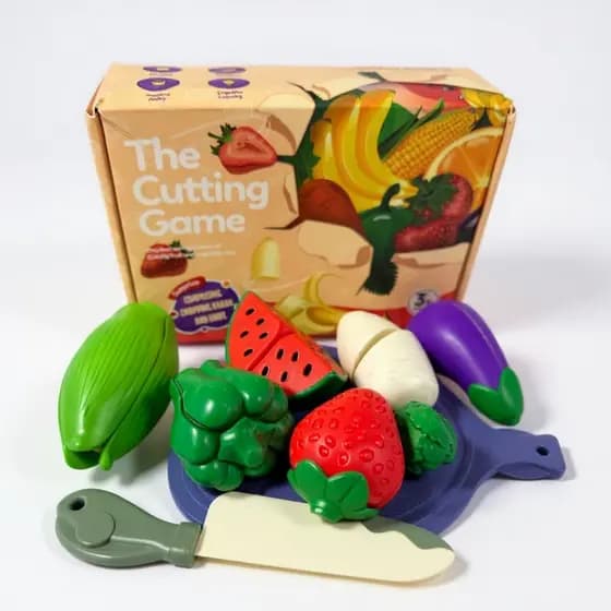 Brinquedo Montessori Frutas E Legumes De Cortar Ensina Comer Com Velcro