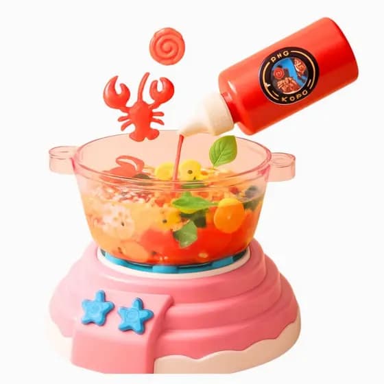 Hot Pot Infantil Brinquedo Panela Com Colas E Moldes Comidinha Faz de Conta Criativo Nutricional Aprender
