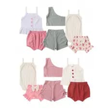 Kit 4 Peças de Roupas para Bebê Shorts Menina Verão