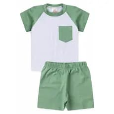 Conjunto Infantil Blusa e Shorts Meia Malha 100% Algodão