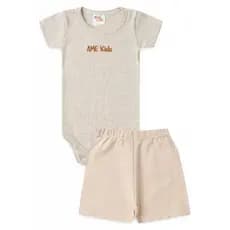 Conjunto Body Infantil Canelado e Short Sustentável