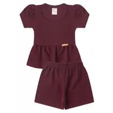 Conjunto Infantil Feminino Verão - Blusa com Patch e Babado