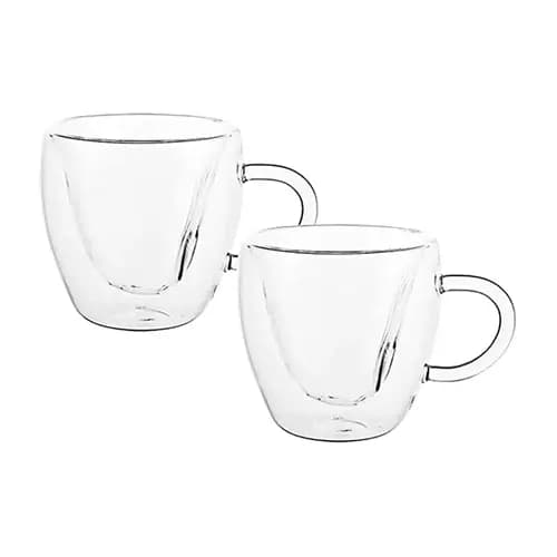 Conjunto Jogo Xicaras Coração Chá Vidro 2 Peças 250ml