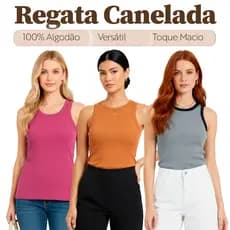 Regatas Canelada Feminina Básica Lisa Casual Atemporal Regata Feminina Moda Básica Elegante