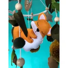 Móbile de Berço Raposa bosque folhagem, pompom, menino menina. decoração quarto de bebê em feltro