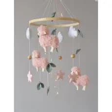 Decoração de quarto infantil para berço ovelha provençal menina rose base circular