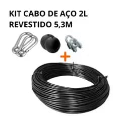 Cabo aço 5,3m com mosquetão, grampo e bolinha