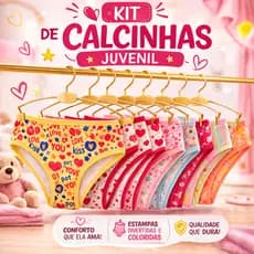 Kit 10 Calcinhas Juvenil Infantil Algodão para Meninas ou 5 Calcinha Forro de Algodão Frete Gratis
