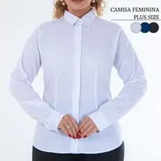 Camisa Plus Size Feminina Manga Longa Social Blusa Camisete Secretária Trabalho Passa Fácil G1 G2 G3