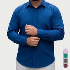 Camisa Plus Size Manga Longa Masculina Elastano Não Amassa Moda Maior Passa Fácil G1 G2 G3