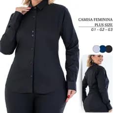 Camisa Plus Size Feminina Manga Longa Social Blusa Lycra Trabalho Festa Elegante