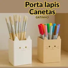 Porta Lápis Gatinho em PLA – Organizador Multiuso - maquiagem, esmalte, lapis, caneta, borracha