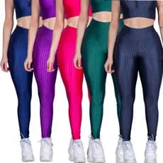 Kit 3 Calça Leg Legging 3D Feminina Academia Caminhada Levanta Bumbum