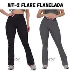 Kit 2 Calça Flanelada Flare Boca de Sino Bailarina Peluciada Forrada Flair