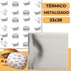 Papel Acoplado TÉRMICO 33x38 Burguer Anti Gordura  para Hambúrguer e Lanches
