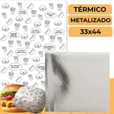 Papel Acoplado TÉRMICO 33x44 Food Anti Gordura  para Hambúrguer e Lanches