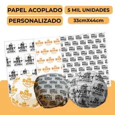 Papel Acoplado 33x44 Personalizado Anti Gordura para Hamburguer Lanches Xis Delivery 5000un