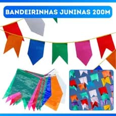 Kit 200 Metros Bandeirinhas Festa Junina / São João Colorido - Resistente a Água - ENVIO IMEDIATO