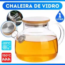 Chaleira De Vidro C/ Infusor Inox 1000 Ml Resistente Ao Fogo Tampa Hermética - OFERTA