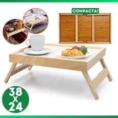 Bandeja Mesa Para Café da Manhã Na Cama Dobrável de Madeira 38x24 cm