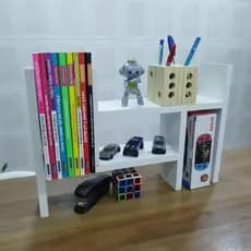 Nicho Organizador Ajustável Mdf De Mesa Decoração Livros Quarto Escritório BRANCO