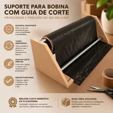 Suporte Aplicador para Filme Stretch com Guia Metálica | Corte Preciso | Embalador para E-commerce | MDF Premium