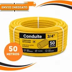 Conduíte Corrugado Amarelo Flexível 3/4" Com 50 Metros Para Obras e Reformas