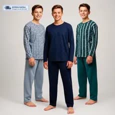 Pijama Infantil Menino Manga Comprida Inverno Juvenil Masculino Roupa Dormir Tamanho 2 ao 16 anos