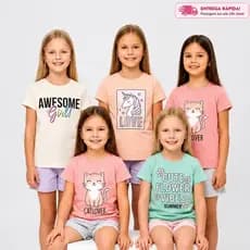 Conjunto 2 Peças Infantil Menina 01 ao 14 Anos Conjuntos Menina Roupas Sortidas Dia a Dia Conjuntos Bebê