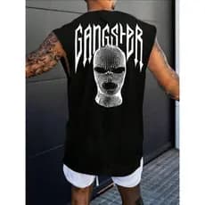 Camiseta Masculina Regata Espampado Gangster Treino Academia