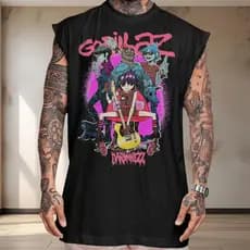 Camiseta Regata Oversized Larga Moda Verão Fitness Casual Fresca Streetwear Gorila Banda Dark