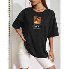 Camiseta Oversized Feminina Music Fan Camisa Streetwear 100% Algodão