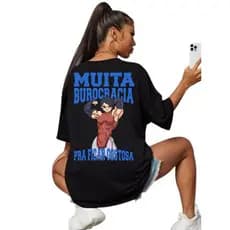Camiseta Oversized Feminina Meme Moda Academia Treino T-shirt Camisa Blusa Larga Fit 100% Algodão