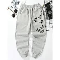 Calça Feminina Moletom Lançamento 100% Algodão Premium Estampada Borboletas Jogger Inverno Frio